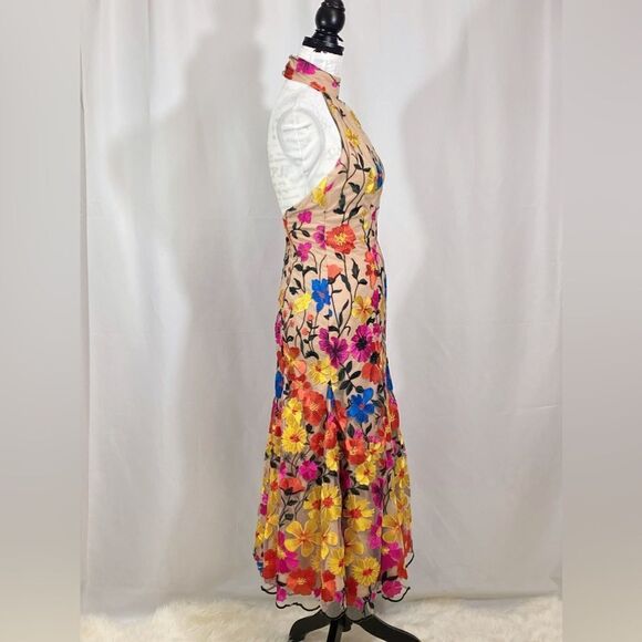 Milly Penelope Floral Embroidered Halter Dress size 0 - Picture 9 of 12